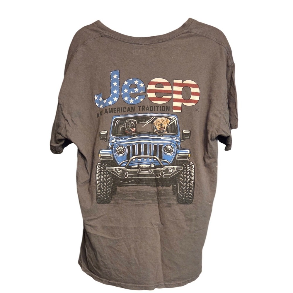 Jeep Graphic T-Shirt Men Large Grey American Tradition Dogs Wrangler Jedco